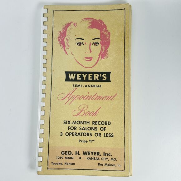 Salon Appointment Book Schedule Reservation VTG Beauty Shop Decor Geo H Weyer - Picture 1 of 10